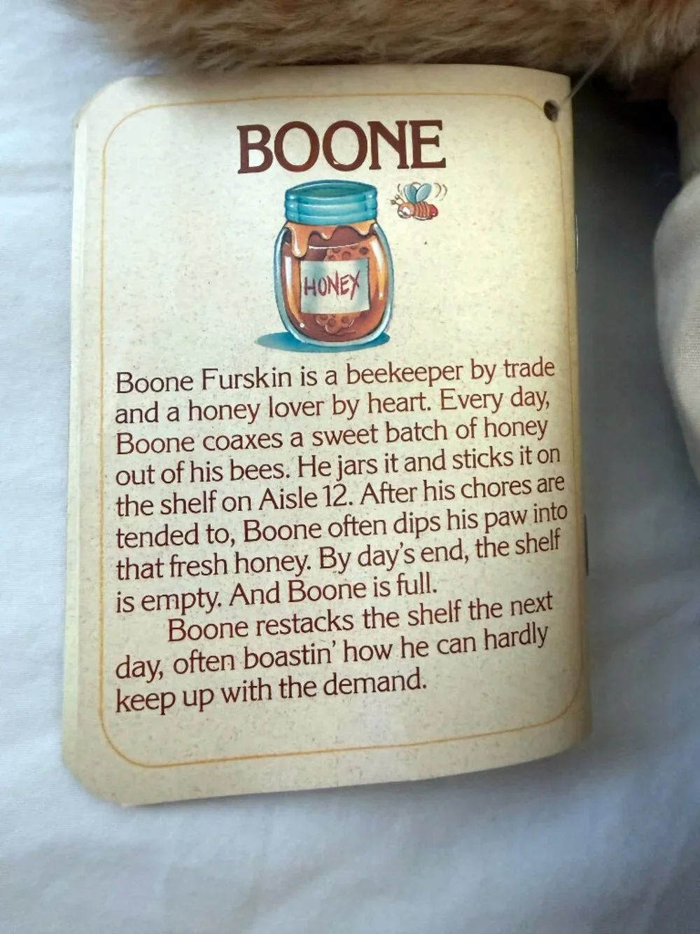 Vintage Furskins Bear Boone Beekeeper Xavier Roberts Plush 22